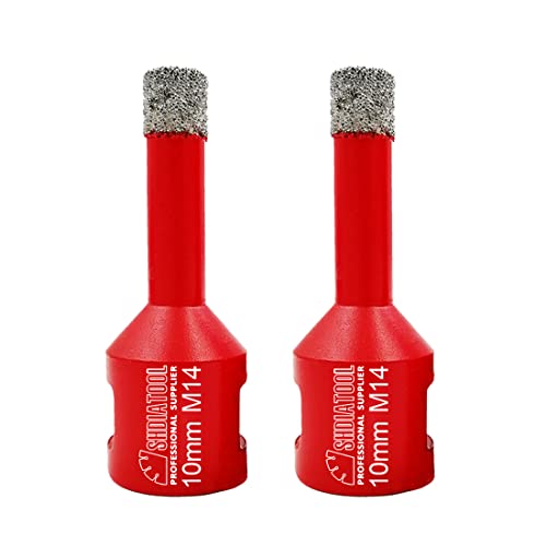 Image of SHDIATOOL Dry Diamond Drill Core Bit 2pk Diameter 10mm Vacuum Brazed Drilling Porcelain Tile Granite Marble