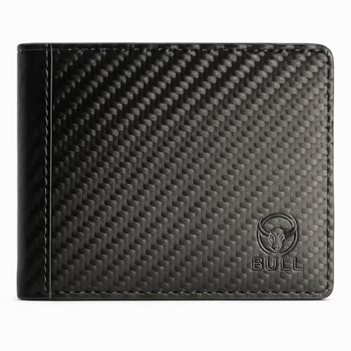 Premium Handmade Leather Wallets for Men – Slim Bifold, RFID Blocking, YKK Excella Zipper (Full-Grain Leather, Carbon Fiber Black Exterior/Orange Interior)3