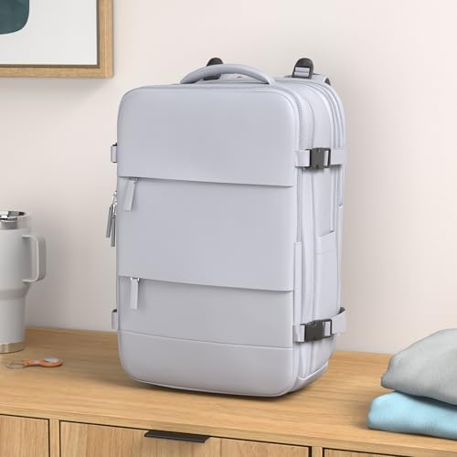 coofay Expandable Backpack For Traveling On Airplane Carry On Backpack Flight Approved Personal Item Travel Backpack For Women Men Airline Approved Gym Bag With Shoe Compartment Travel Weekender Bag by coofay - Image 2