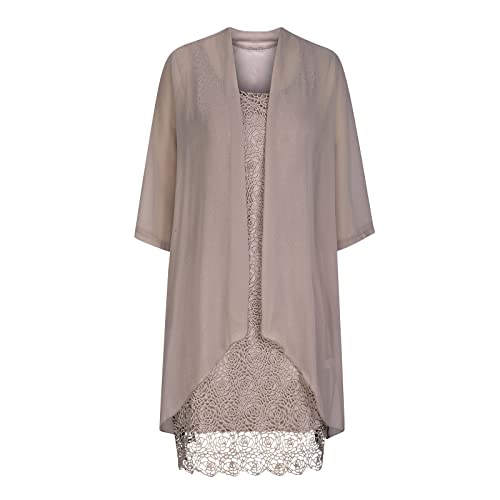 HGps8w Two Pieces Suit for Women Plus Size Sexy Mother of The Bride Lace Formal Gowns and Evening Dress and Cardigan Set3