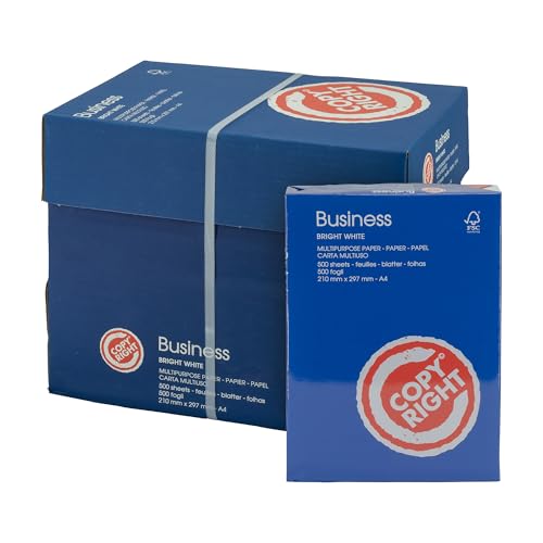 Imballaggi 2000 - Copy Right Box de 5 resmas papel A4 liso 75 g/m² 1 caja x 2500 hojas A4 para impresora Ink Jet Laser Fax, resmas papel A4 oficina y escuela, no traspasa color