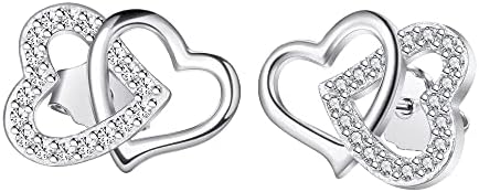 VANSZA Women Earrings 925 Sterling Silver Heart Stud Earrings Fashion Women Jewelry gift for Women Girl