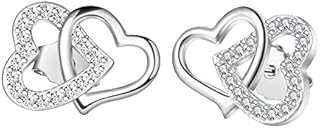 VANSZA Women Earrings 925 Sterling Silver Heart Stud Earrings Fashion Women Jewelry gift for Women Girl