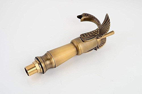 Ggstudy Antique Brass Swan Shape Single Handle 1 Hole Bathroom Vessel Sink Faucet Deck Mount Lavatory Sink Faucet #TOP4