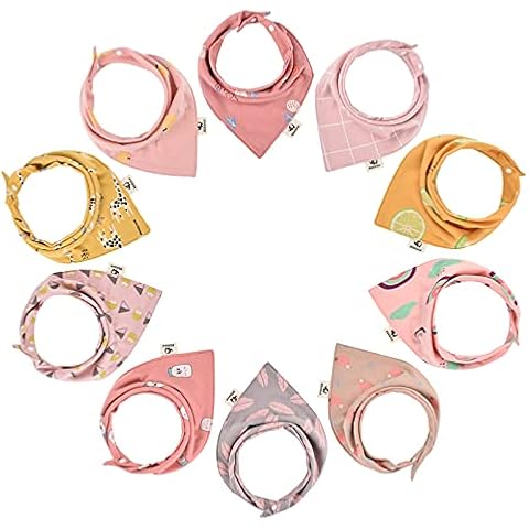 BEBOAN Baby Bandana Dribble Bibs, 10-Pack Newborn Bibs for Girls Drooling, Made with 100% Organic Cotton Soft and Absorbent Baby Bibs for Toddlers Teething, Adjustable Size Cover