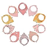 BEBOAN Baby Dreieckstuch Lätzchen, 10 Stück Musselin Halstücher Sabberlätzchen für Mädchen, Weiche & Absorbierende Spucktuch Lätzchen mit 2 Verstellbares Druckknopf