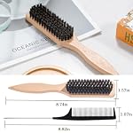 Boar Bristle Slick Back Hair Brush Set, Wooden Styling Edge Control Brush for Sleek Hair, Teasing Hair Brush and Stainless Steel Tail Comb Suitable for Women Hair & Men Beard - Image 2