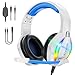 Krysenix PG1 RGB Gaming Headset für PS4, PS5, PC, Xbox,Switch, Kabel Gaming Kopfhörer mit LED Licht, Over Ear Computer Headset mit Noise Cancelling Mikrofon und 3,5 mm Klinke,Hell Blau