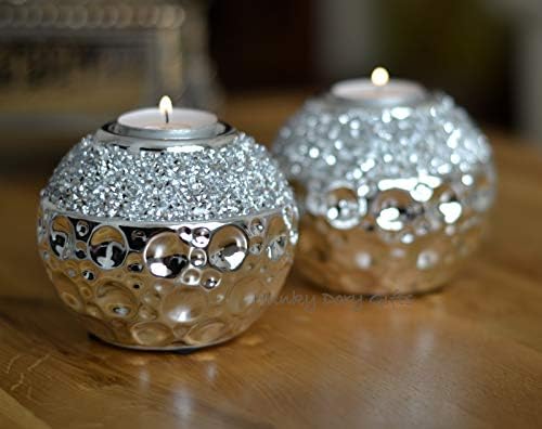 lesser and pavey LP46300 Sparkle Tea Light Holder | For Adults | Silver Accessory
