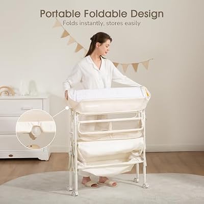 Maydolly Baby Changing Table, Maydolly Portable Foldable Changing Table, Waterproof Diaper Changing Station, Adjustable Height Changing Station, Mobile Nursery for Newborn and Infant
