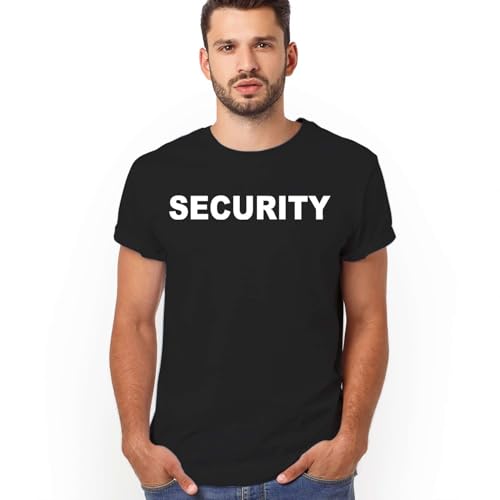Veracco Security Guard Event Staff T-Shirt Two-Sided 2 Big Print, Men’s Uniform Tee Black