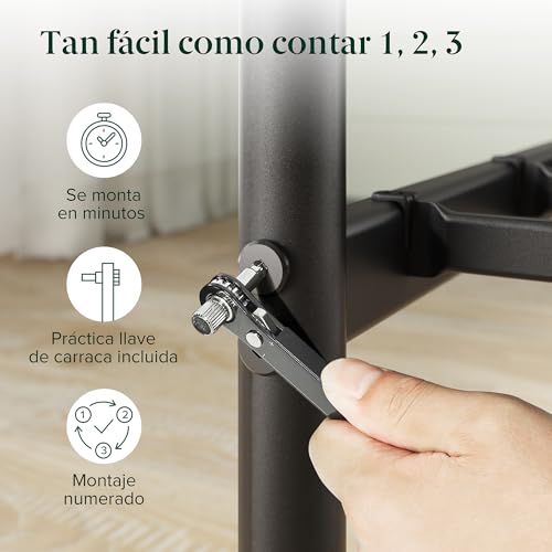 Miniatura 8 de Zinus Florence Somier 135x190 Cm - Altura 35 Cm - Base Cama Matrimonio Con Estructura De Acero Y Cabecero Y Piecero - Láminas De Metal - Montaje Fácil- Espacio De Almacenamiento - Negro