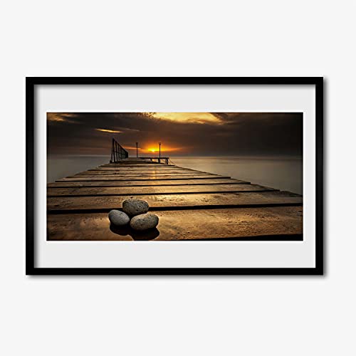 Affiche Encadrée 60x40 cm Tulup Sunset de la jetée de mer Cadre MDF pour Salon et Chambre