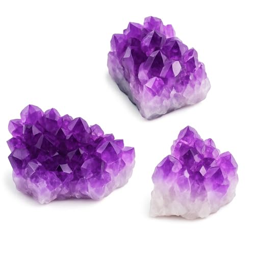 3PCS Geode Amethyste, Amethyste Pierre Naturelle, Geode Amethyste, Pierre De