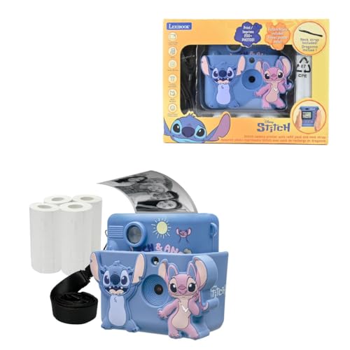 Lexibook, Disney Stitch, Starcam® Print, Pack cámara con Impresora instantánea, Tarjeta SD, 4 Rollos de Papel, Azul, DJ130DZ