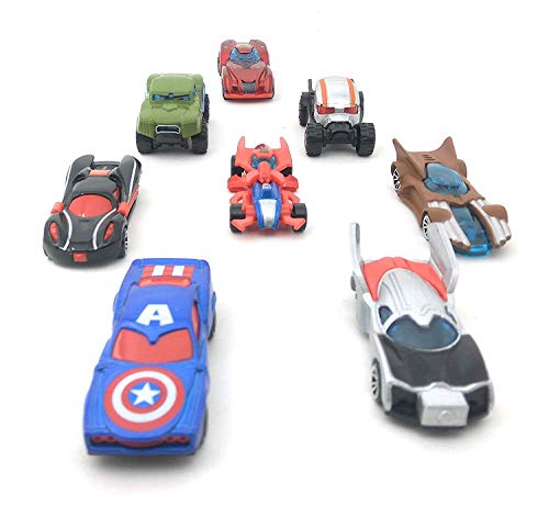 ZZ ZONEX Powered Cars Push and Go Toys Car Marvel Avengers Theme Die cast Car Vehicles Toys Set of 8 for Boys Girls Baby Toddlers Kids Gift