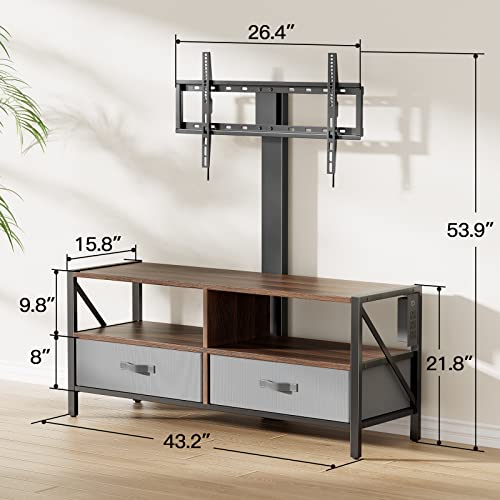 Pipishell Tv Stand With Mount For 37-75 Inch Tvs, Swivel Floor Tv Stand With Storage & Power Outlet, Swivel Tv Stand Mount For Living Room, Bedroom, Holds Up To 110 Lbs, Max Vesa 600X400Mm, Pirts03Wn #TOP6