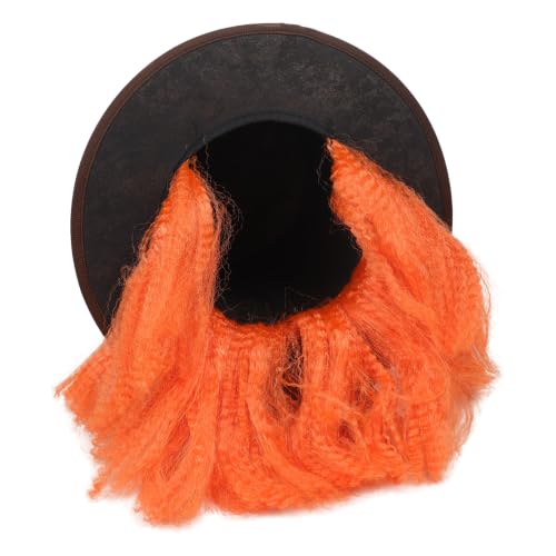 RUIXIA Chapeau Haut de Forme Vintage avec Ruban et Perruque Orange,Accessoire de Déguisement Fantaisie Adulte pour Halloween, Carnaval, Cosplay et Spectacle Scénique – vue 5