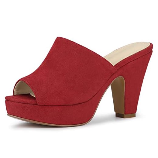 Allegra K Women's Open Toe Platform Chunky Heel Red Slides Sandals - 6 M US