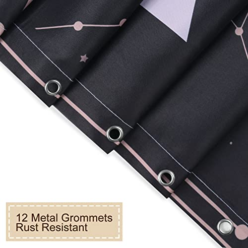 Rosielily Black Moon Shower Curtain Astrology Shower Curtains Constellation Shower Curtain Set, Sun And Moon Bath Curtain Moon Phase Galaxy Bathroom Decor With 12 Hooks, 72'' X 72'' #TOP2