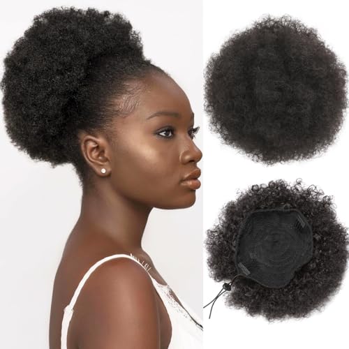 2Pcs Afro Puff Drawstring Ponytail Synthetic Hair Bun Extensions 2