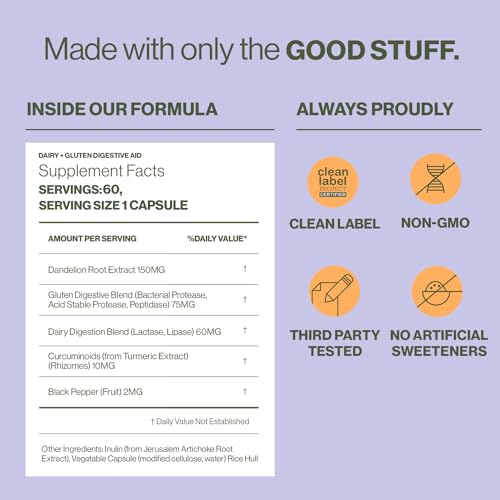 Hilma Digestive Enzymes for Women, Bloating Relief with Turmeric, Dandelion Root and Gluten Digestive Enzymes, Natural Gluten and Dairy Relief Pills, 60 Vegan Capsules - Image 5