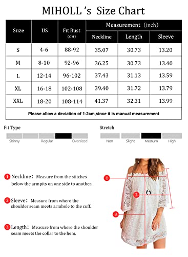 Miholl Women's Off Shoulder Lace Shift Loose Mini Dress (Xx-Large, White) #TOP4