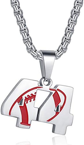 Rehoboth Football Rugby Jersey Number 0-99 Pendant Necklace for Women Men 22+2 Inch Adjustable Stainless Steel Chain