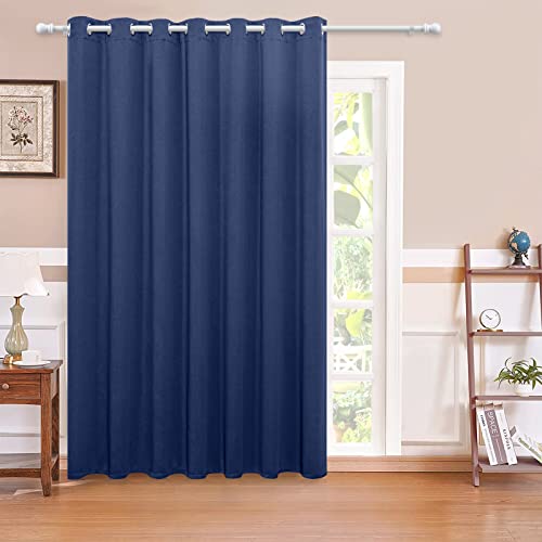 MYSKY HOME Sliding Door Curtains for Living Room, Grommet Blackout Curtain for Bedroom, Patio Thick Vertical Blinds Privacy Thermal Insulated Room Divider Curtains, 1 Panel, 100 x 84 Inch, Navy