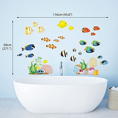 DECOWALL DWL-1811N Coral Reef Fish Kids Wall Stickers Wall Decals Peel and Stick Removable Wall Stickers for Kids Nursery Bedroom Living Room décor - Thumbnail 4