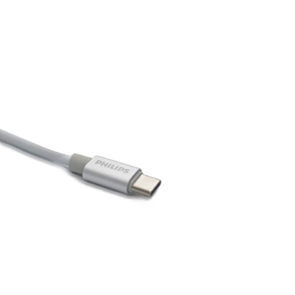 Philips DLC2528M 1.2 Metre Elastik Type-C Kablo, Gri