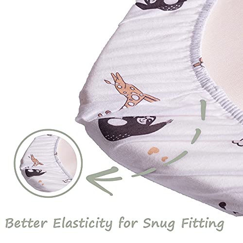Lilly B. Organic Gots Set Bassinet Sheets 2+1 Waterproof Protector Fits All Shapes Up To (16X33) Inch Certified By Gots & Oekotex Gender Neutral For All Bassinets - Animals #TOP3