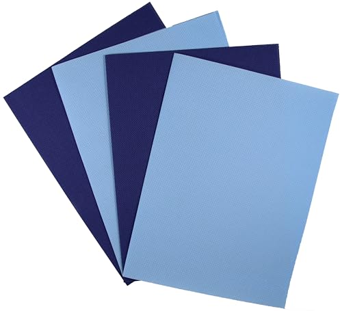 Image of KCS 4 /6 pc of 12 inch x 18 inch 18CT Counted Cotton Aida Cloth Cross Stitch Fabric (4 pc, Light Blue+Royal Blue)