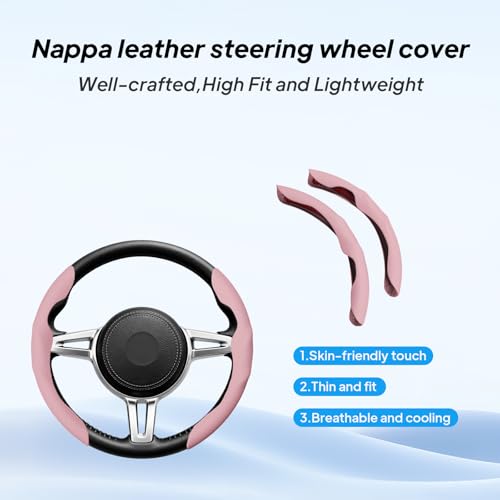 TECART for Chery Steering Wheel Cover,PU Leather+Plastic Car Steering Wheel Cover Fit for JETOUR X50 X70 X90 X95 Dashing X-1 Plus DTC IDM Jetour Traveler T2 for Chery Car Accessories Pink by TECART - Used condition - Image 3