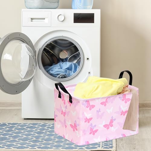 Image of Rectangular Butterfly Storage Basket with Handles, Hamper Storage Basket Collapsible Organizer Bin for Home and Kitchen Storage