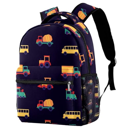 Sac à dos d'école multicolore à motifs de voiture 29x20x40cm