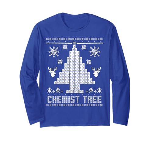 Funny Science Pull de Noël Ugly Sweater Chemistry Tree Manche Longue