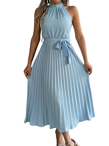 Robe col montant sans manches fluide et chic coupe droite chic