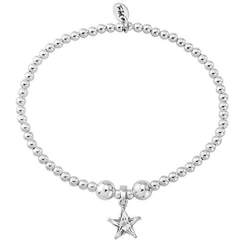 Image of TRINK Brand Sparkle Star Sterling Silver Beaded Charm Bracelet