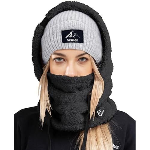 Senllen Balaclava Cold Weather Fleece Ski Mask Winter Thermal Sherpa Hood