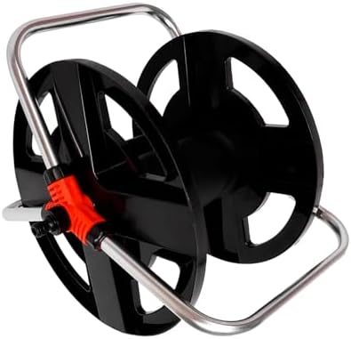 Eujgoov Water Pipe Storage Rack with Hose Reel - Portable 35m Rope Organizer Shelf for Garden Garage Workshop (Black)