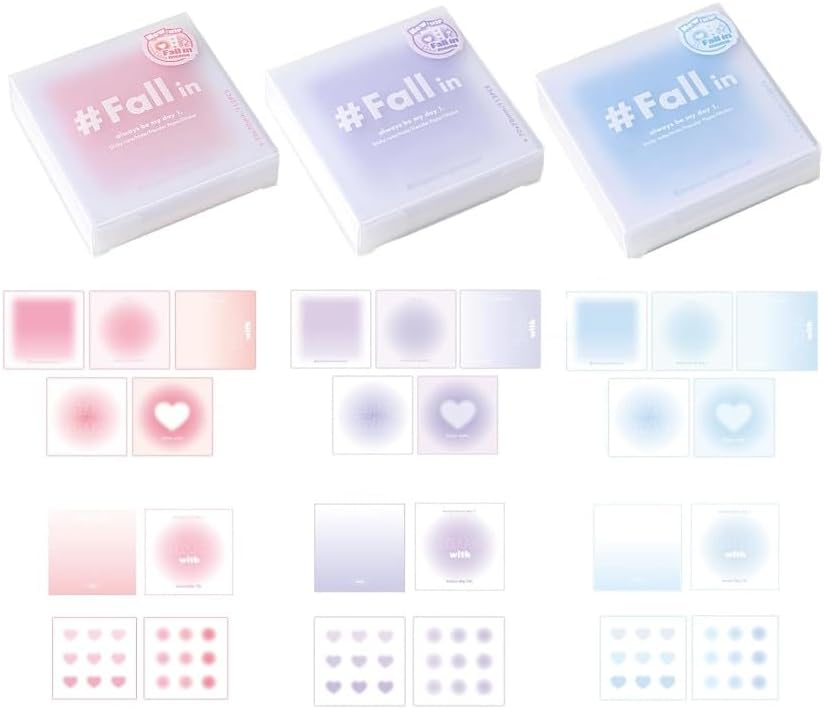 200 Sheets Random Color Dreamy Gradient Colored Sticky Notes with 4 Sheets Translucent Vellum Paper, Adhesive Mini Memo Pads, Holder for School Office Hospital,Self-Stick Notes