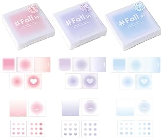 200 Sheets Random Color Dreamy Gradient Colored Sticky Notes with 4 Sheets Translucent Vellum Paper, Adhesive Mini Memo Pads, Holder for School Office Hospital,Self-Stick Notes