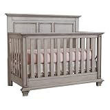 Pemberly Row 4-in-1 Convertible Wood Crib, Stone Wash Gray Finish, Greenguard Gold Certified, Bold Panel Design, 58.88" W x 34.13" D x 47.5" H, Nursery Furniture