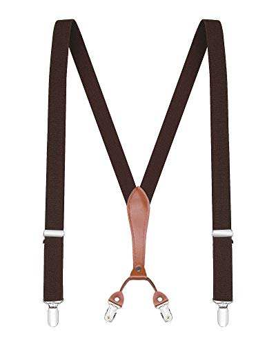 Buyless Fashion Tirantes para hombre - 122 cm correas ajustables 2.54 cm - En Y de Cuero - 5118-Brown Cover