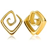 DOEARKO 2PCS Fashion Spiral Simple Saddle Plugs Saddle Hangers for Stretched Lobe Ear Tunnels Gauges Plugs Piercing Body Jewelry (10mm(00G), Gold)