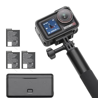 DJI Osmo Action 5 Pro Adventure Combo, Waterproof Action Camera with 1/1.3" Sensor, 4K/120fps Video, Subject Tracking, 12h Extended Battery Life with 3 Batteries, 1.5m Extension Rod, Battery Case