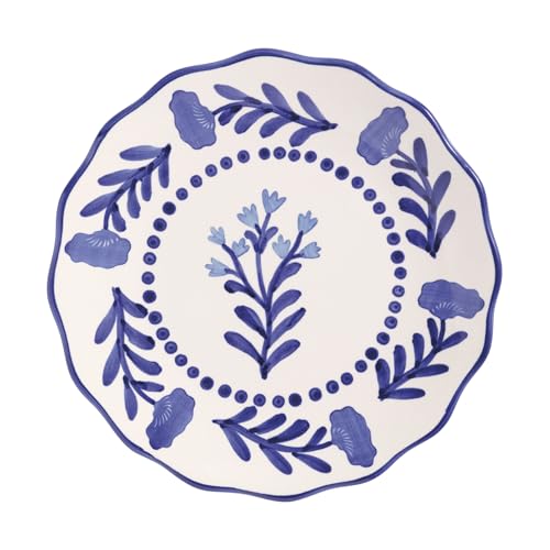 Mud Pie Stoneware Blue Round Flower Salad Plate