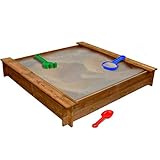 Este fantástico arenero de madera es un excelente equipo de juego para el entretenimiento al aire libre.