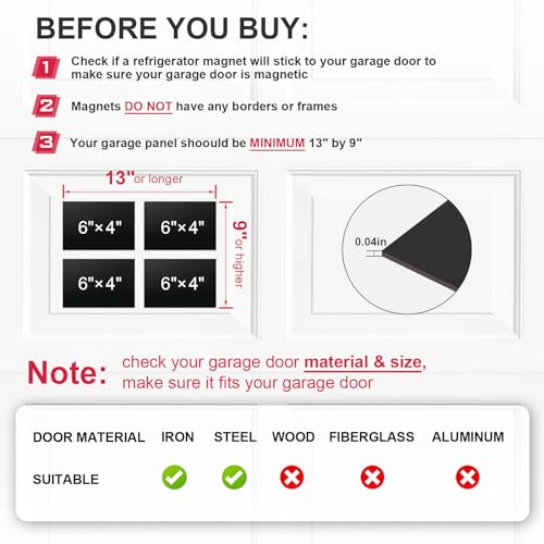 Magnetic Garage Door Decorative Hardware Garage Door Window Magnets Magnetic Garage Door Windows Decor Magnetic Faux Garage Door Windows 6 * 4 * 0.04 Inches (16PCS Garage Window Magnets)